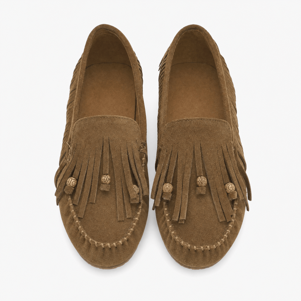 Gentry Morris Brown Suede Tassel Loafers Fringe