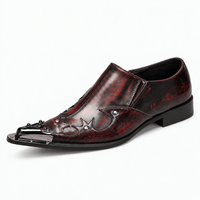 Gentry Morris Burgundy / 3 Men's Burgundy Patent Leather Slip-On Loafers with Metal Toe Cap