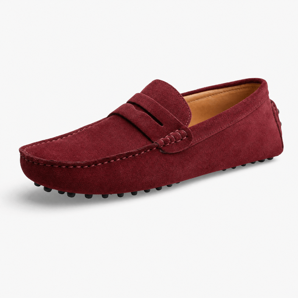 Gentry Morris Burgundy / 38 Suede Penny Loafers Flat
