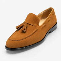 Gentry Morris Camel / 5 Mens Suede Tassel Loafers
