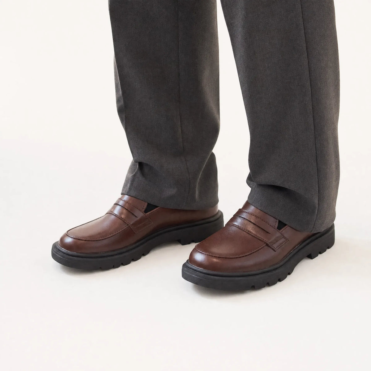 Gentry Morris Chunky Penny Loafers Brown Platform