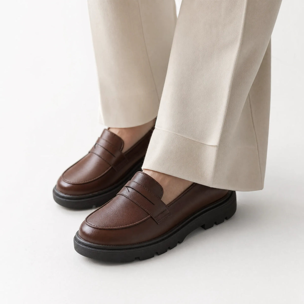Gentry Morris Chunky Penny Loafers Brown Platform