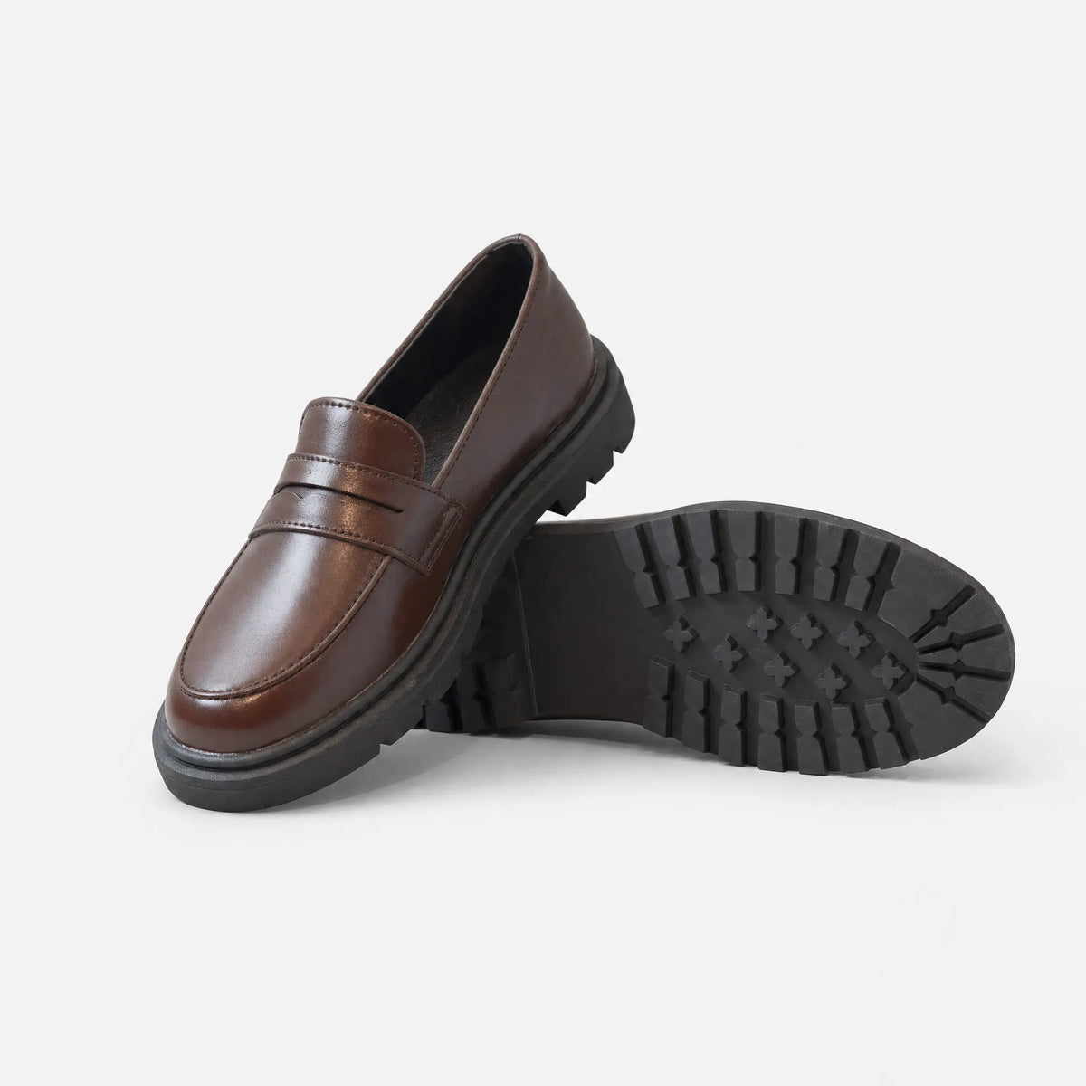 Gentry Morris Chunky Penny Loafers Brown Platform