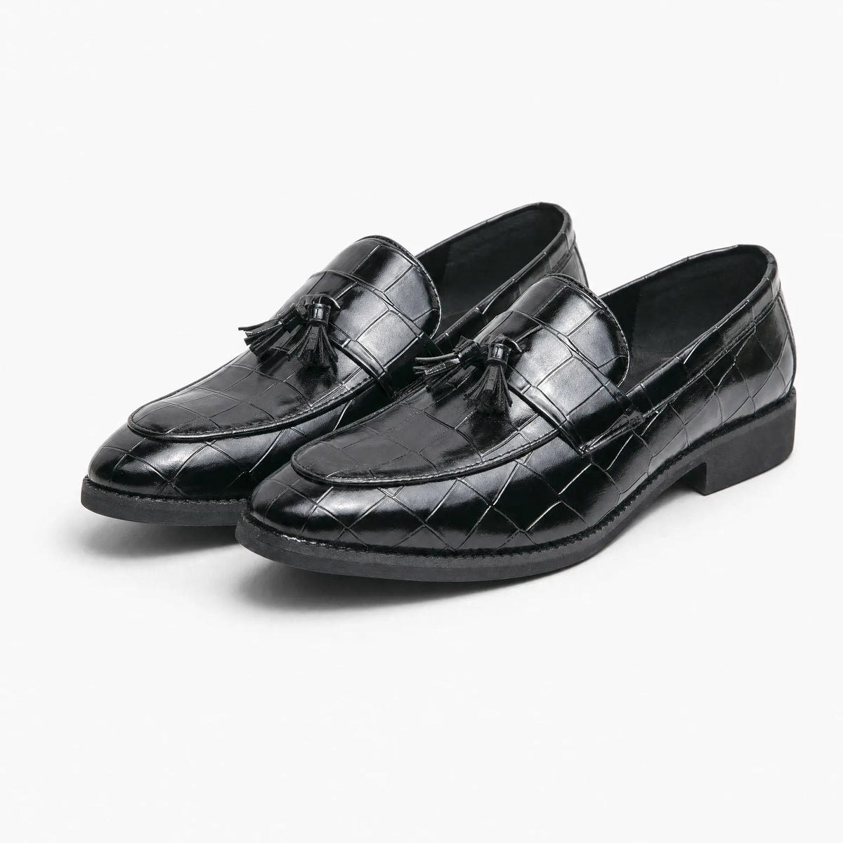Gentry Morris Croco Tassel Loafers Square Toe