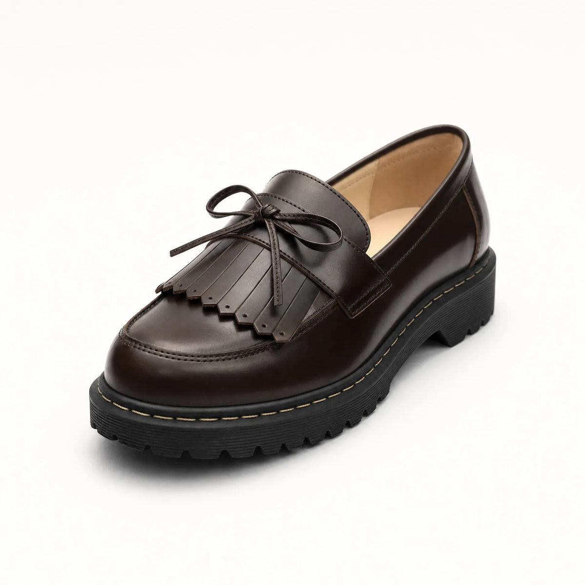 Gentry Morris Dark Brown / 35 Brown Chunky Loafers Fringe Bow