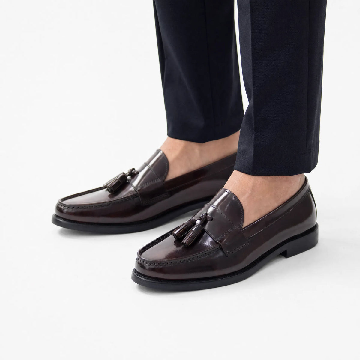 Gentry Morris Dark Brown Tassel Loafers Polished