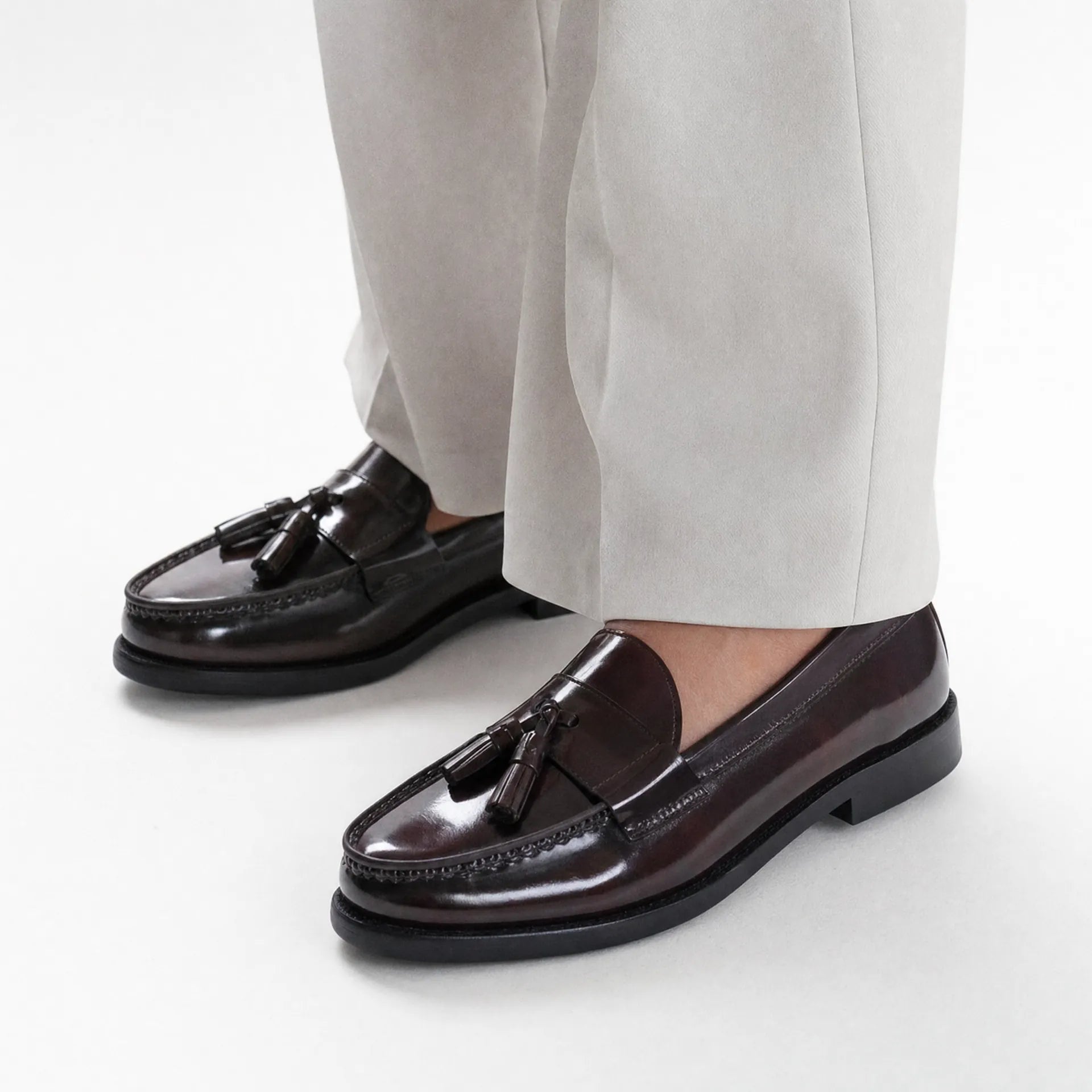 Gentry Morris Dark Brown Tassel Loafers Polished
