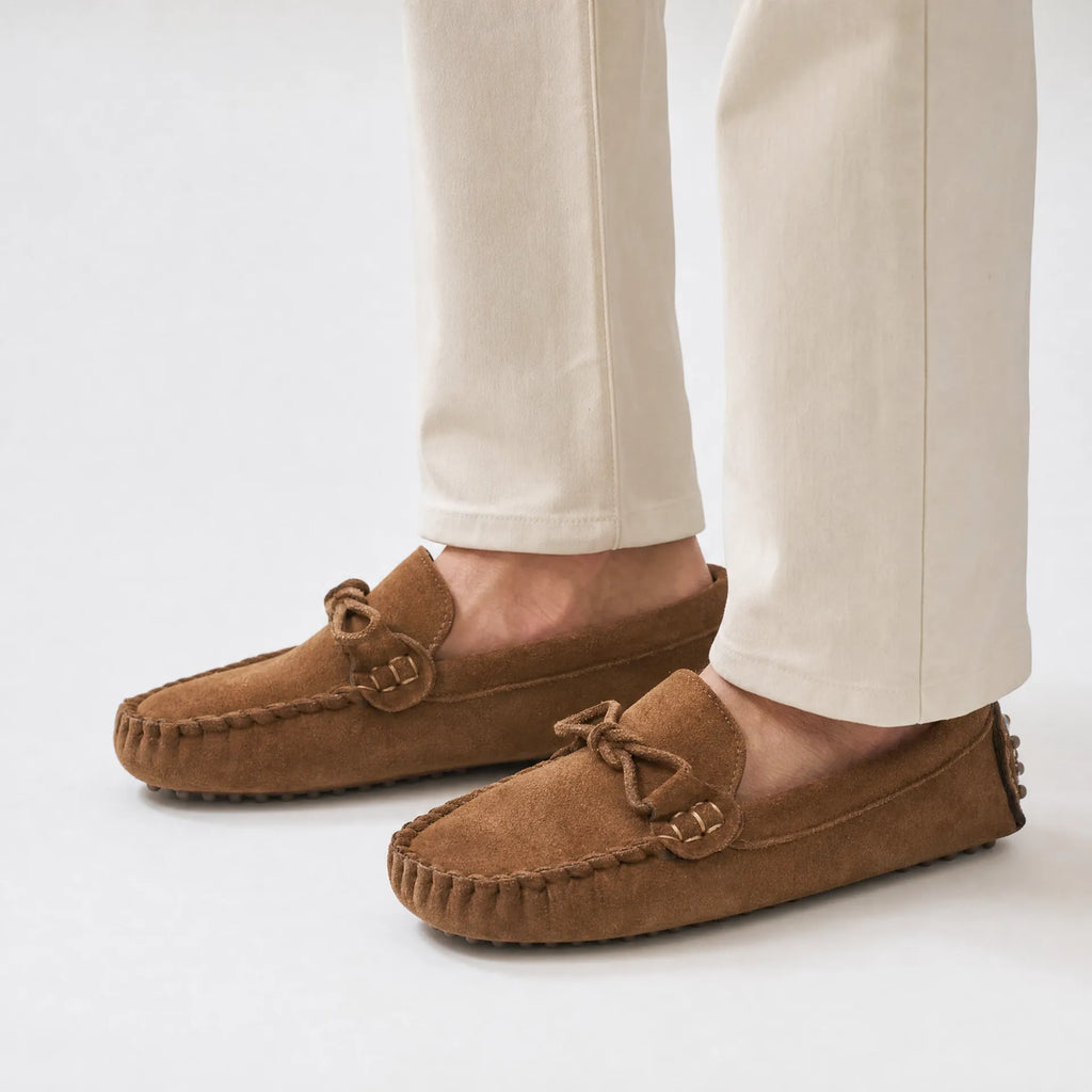 Gentry Morris Driving Tied Bow Suede Loafers