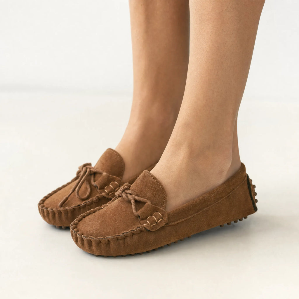 Gentry Morris Driving Tied Bow Suede Loafers