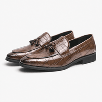 Gentry Morris Embossed Tassel Loafers Square Toe