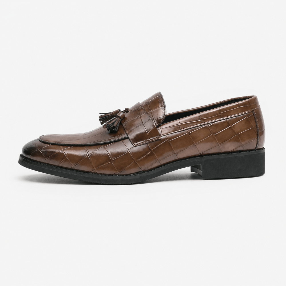 Gentry Morris Embossed Tassel Loafers Square Toe