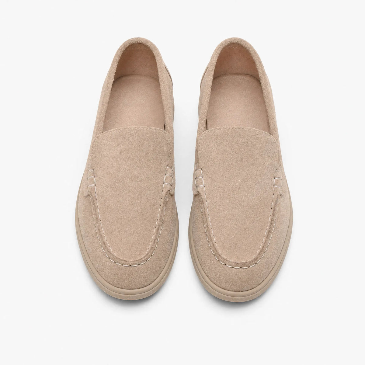 Gentry Morris Flat Suede Loafers Stitched Detail