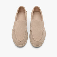 Gentry Morris Flat Suede Loafers Stitched Detail
