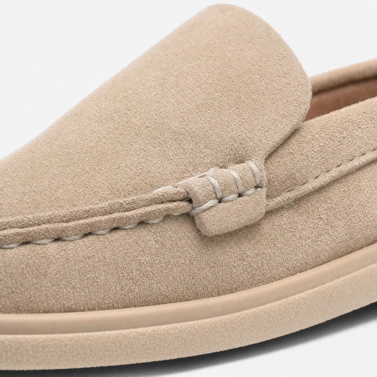 Gentry Morris Flat Suede Loafers Stitched Detail