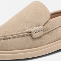 Gentry Morris Flat Suede Loafers Stitched Detail