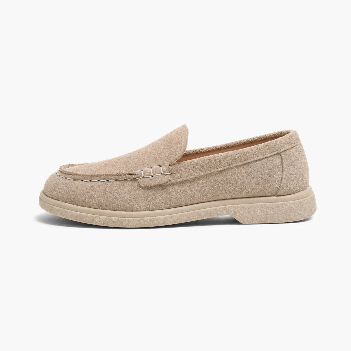 Gentry Morris Flat Suede Loafers Stitched Detail