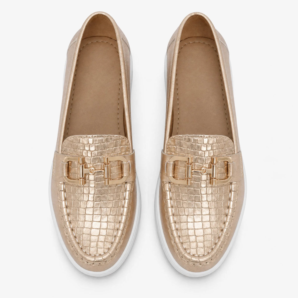 Gentry Morris Gold Buckle Platform Loafers