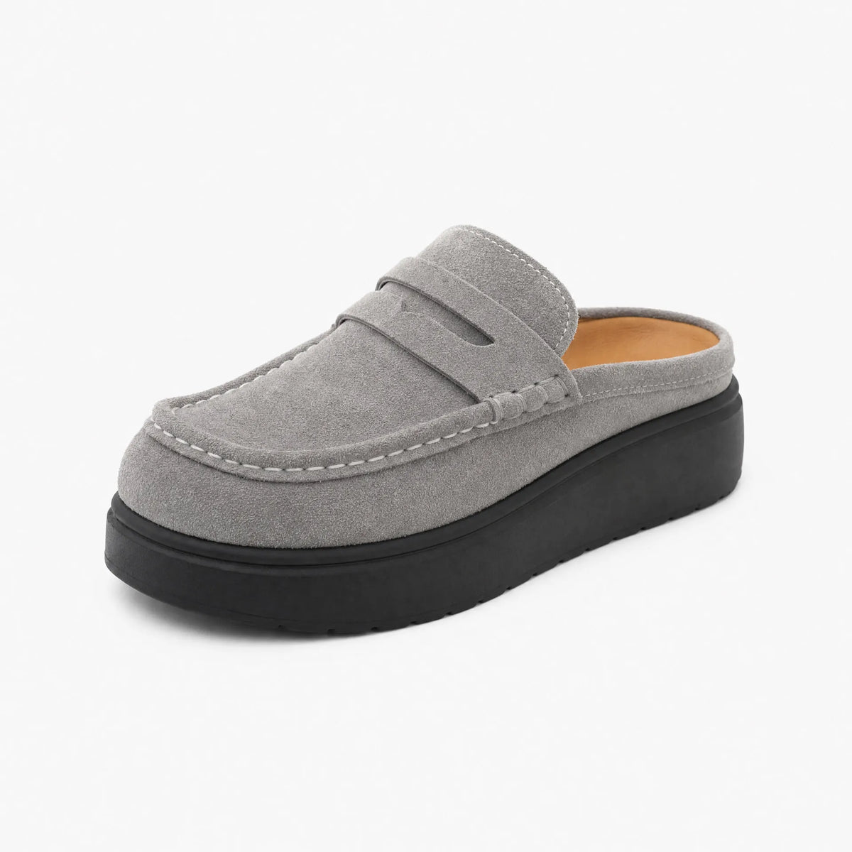 Gentry Morris Grey / 37 Backless Platform Suede Loafers Grey