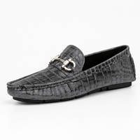 Gentry Morris Grey / 5 Men's Grey Patent Leather Croc Print Driving Loafers