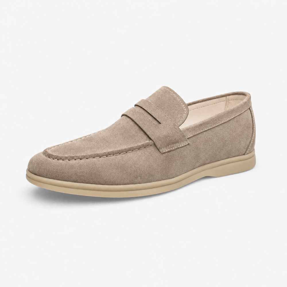 Gentry Morris Light Brown / 38 Suede Penny Loafers Oxford Flat