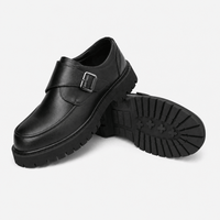 Gentry Morris Men's Black Monk Strap Platform Loafers with Chunky Lug Sole