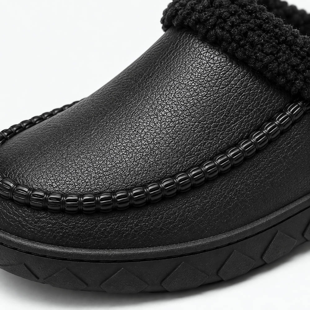 Gentry Morris Men's Black Plush-Lined Indoor Slipper Clogs