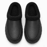 Gentry Morris Men's Black Plush-Lined Indoor Slipper Clogs