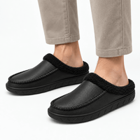Gentry Morris Men's Black Plush-Lined Indoor Slipper Clogs