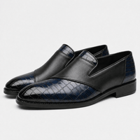 Gentry Morris Men's Blue & Black Croc-Embossed Leather Slip-On Loafers