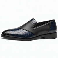 Gentry Morris Men's Blue & Black Croc-Embossed Leather Slip-On Loafers