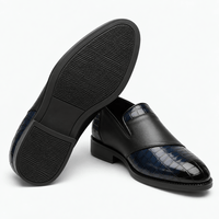Gentry Morris Men's Blue & Black Croc-Embossed Leather Slip-On Loafers