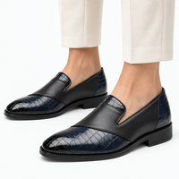 Gentry Morris Men's Blue & Black Croc-Embossed Leather Slip-On Loafers