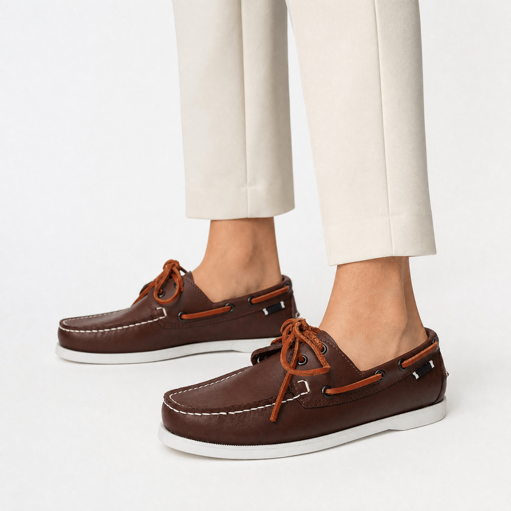 Gentry Morris Men's Brown Genuine Leather Boat Loafers - Flat Driving Shoes