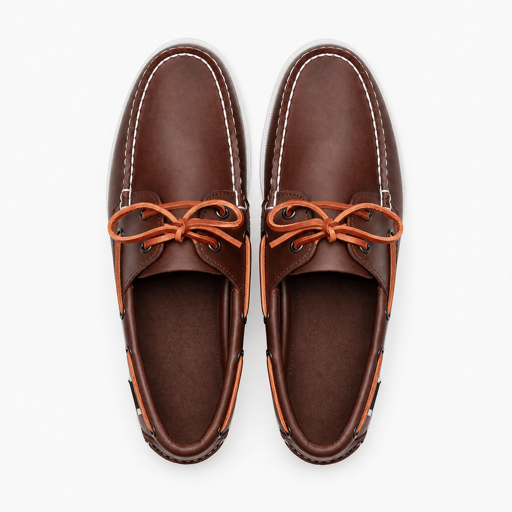 Gentry Morris Men's Brown Genuine Leather Boat Loafers - Flat Driving Shoes
