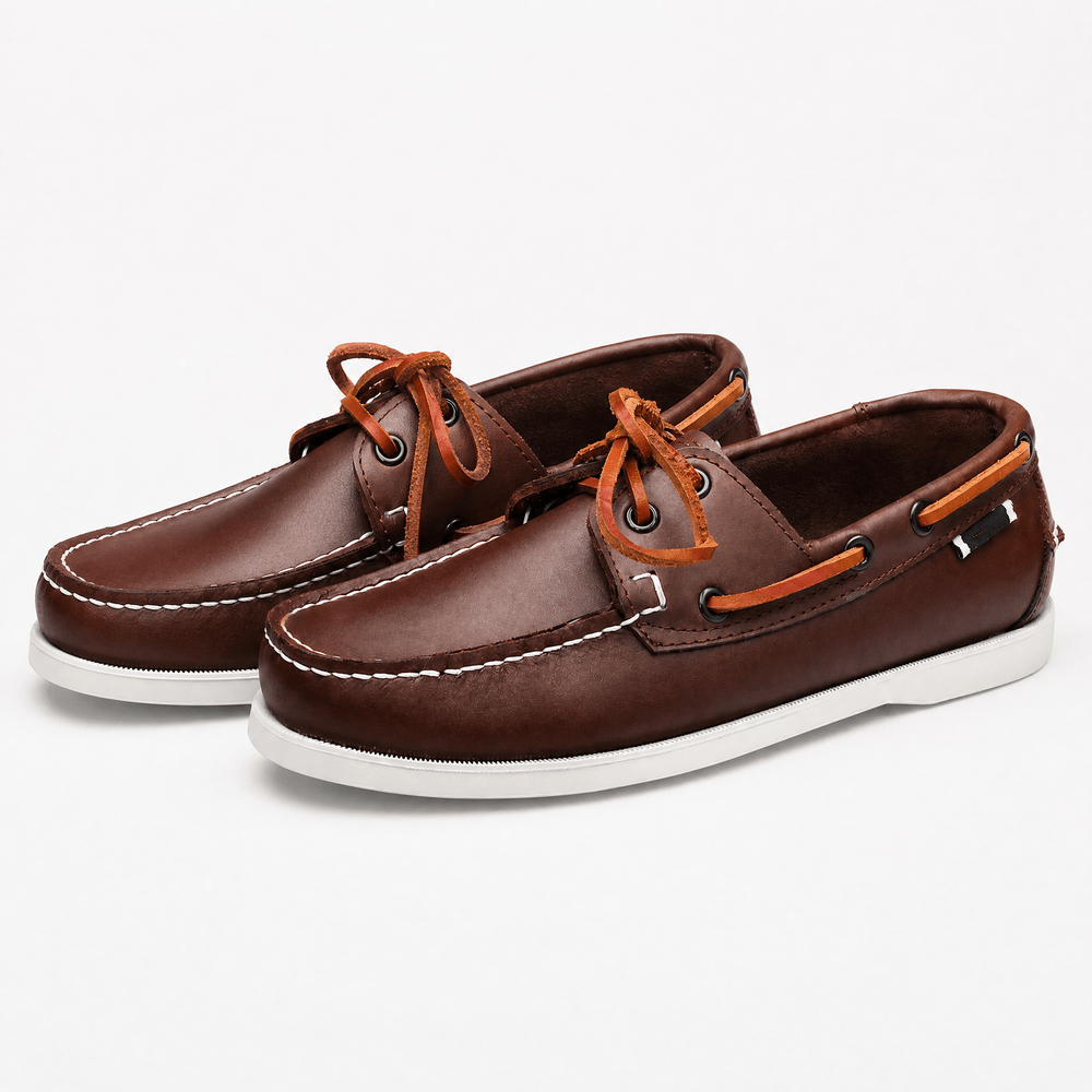 Gentry Morris Men's Brown Genuine Leather Boat Loafers - Flat Driving Shoes