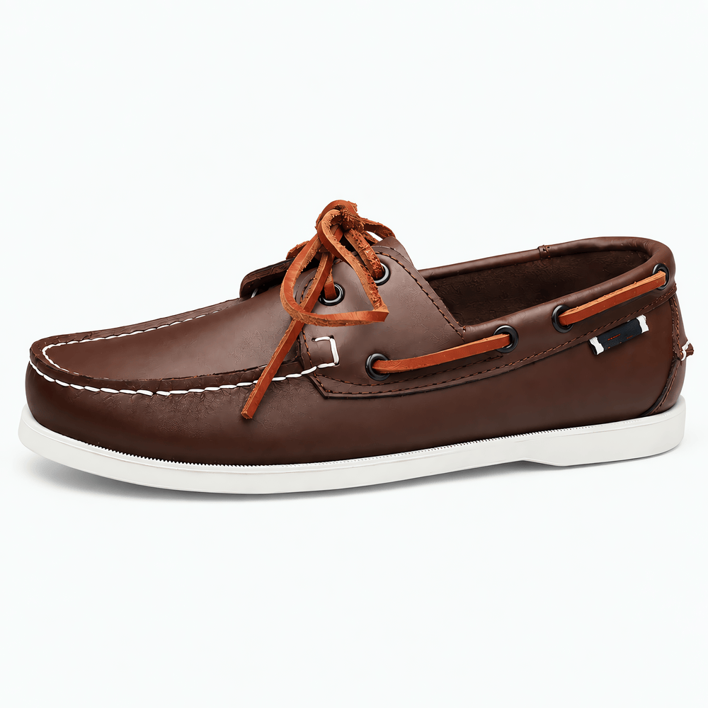 Gentry Morris Men's Brown Genuine Leather Boat Loafers - Flat Driving Shoes