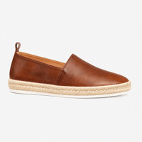Gentry Morris Men's Brown Genuine Leather Slip-On Loafers with Jute-Wrapped Midsole