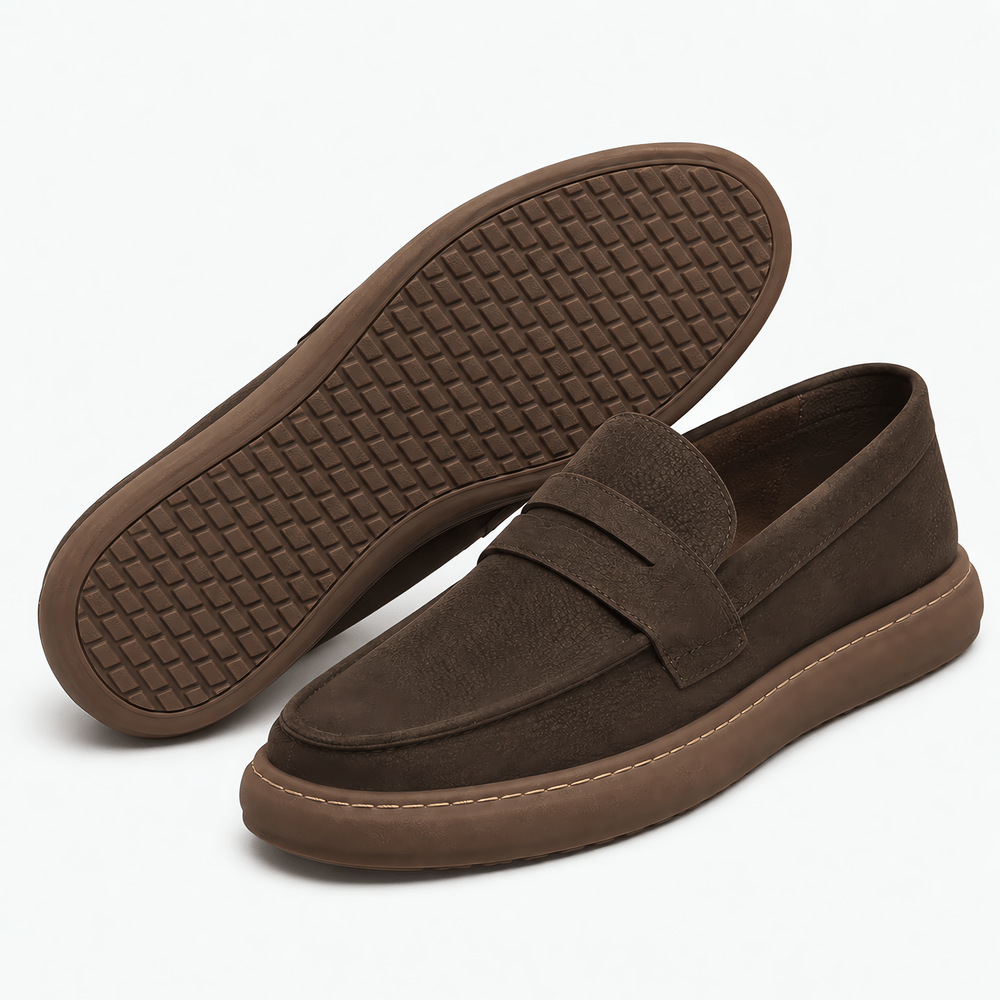 Gentry Morris Men's Brown Leather Penny Loafers - Slip-On Smart Casual Shoes