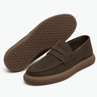 Gentry Morris Men's Brown Leather Penny Loafers - Slip-On Smart Casual Shoes