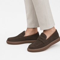 Gentry Morris Men's Brown Leather Penny Loafers - Slip-On Smart Casual Shoes