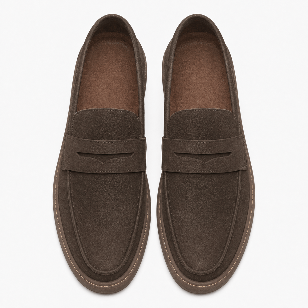 Gentry Morris Men's Brown Leather Penny Loafers - Slip-On Smart Casual Shoes