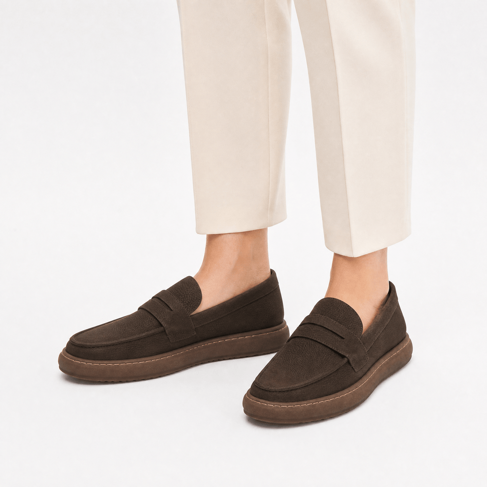 Gentry Morris Men's Brown Leather Penny Loafers - Slip-On Smart Casual Shoes