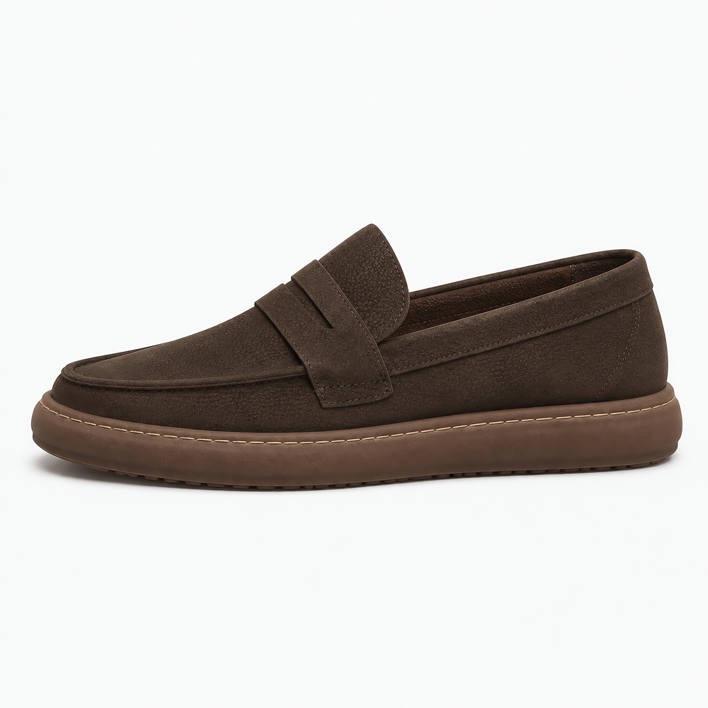 Gentry Morris Men's Brown Leather Penny Loafers - Slip-On Smart Casual Shoes