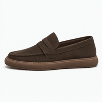 Gentry Morris Men's Brown Leather Penny Loafers - Slip-On Smart Casual Shoes