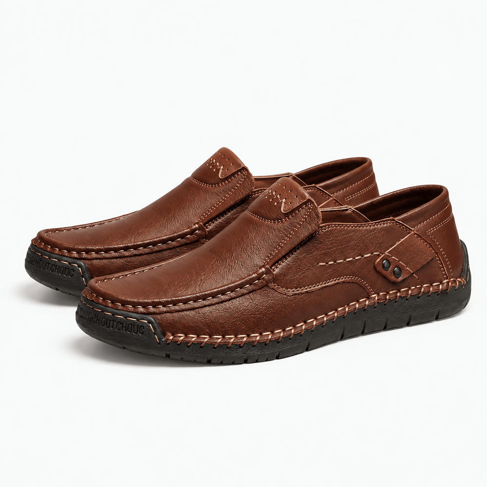 Gentry Morris Men's Brown Leather Slip-On Driving Loafers