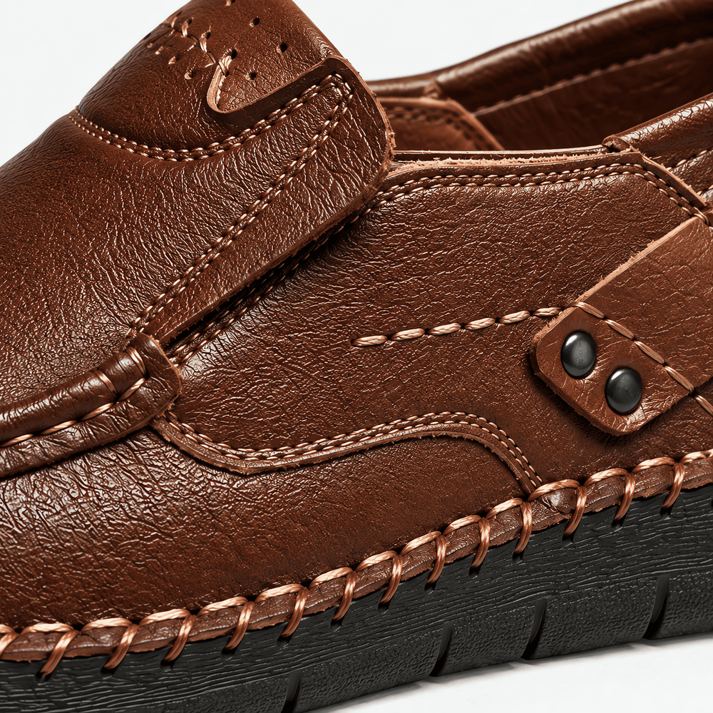 Gentry Morris Men's Brown Leather Slip-On Driving Loafers
