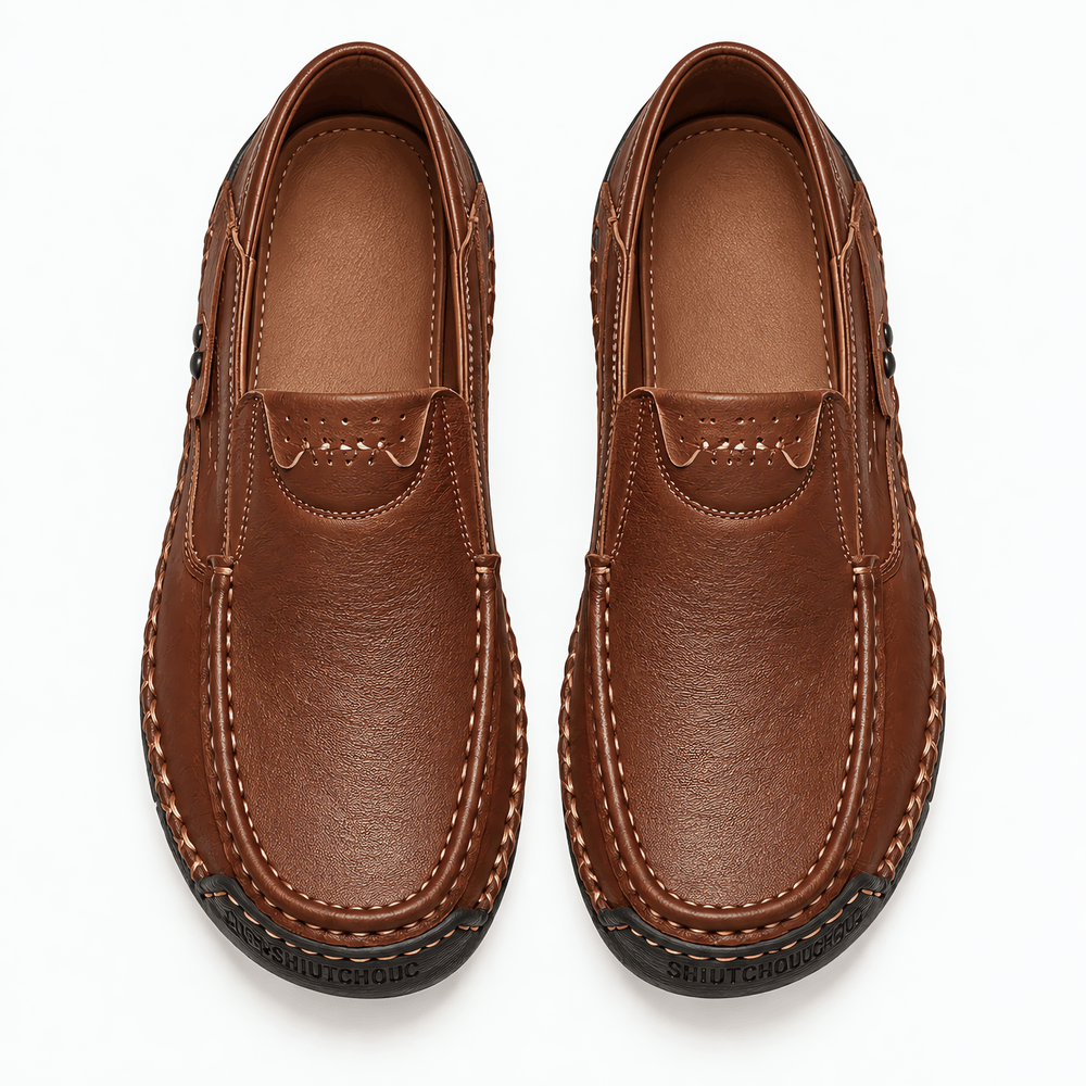 Gentry Morris Men's Brown Leather Slip-On Driving Loafers