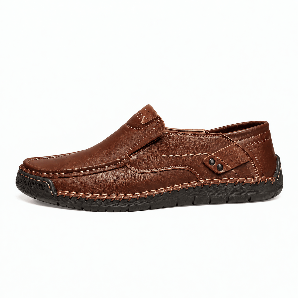 Gentry Morris Men's Brown Leather Slip-On Driving Loafers