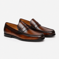 Gentry Morris Men's Brown Leather Slip-On Penny Loafers