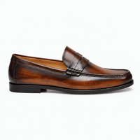 Gentry Morris Men's Brown Leather Slip-On Penny Loafers